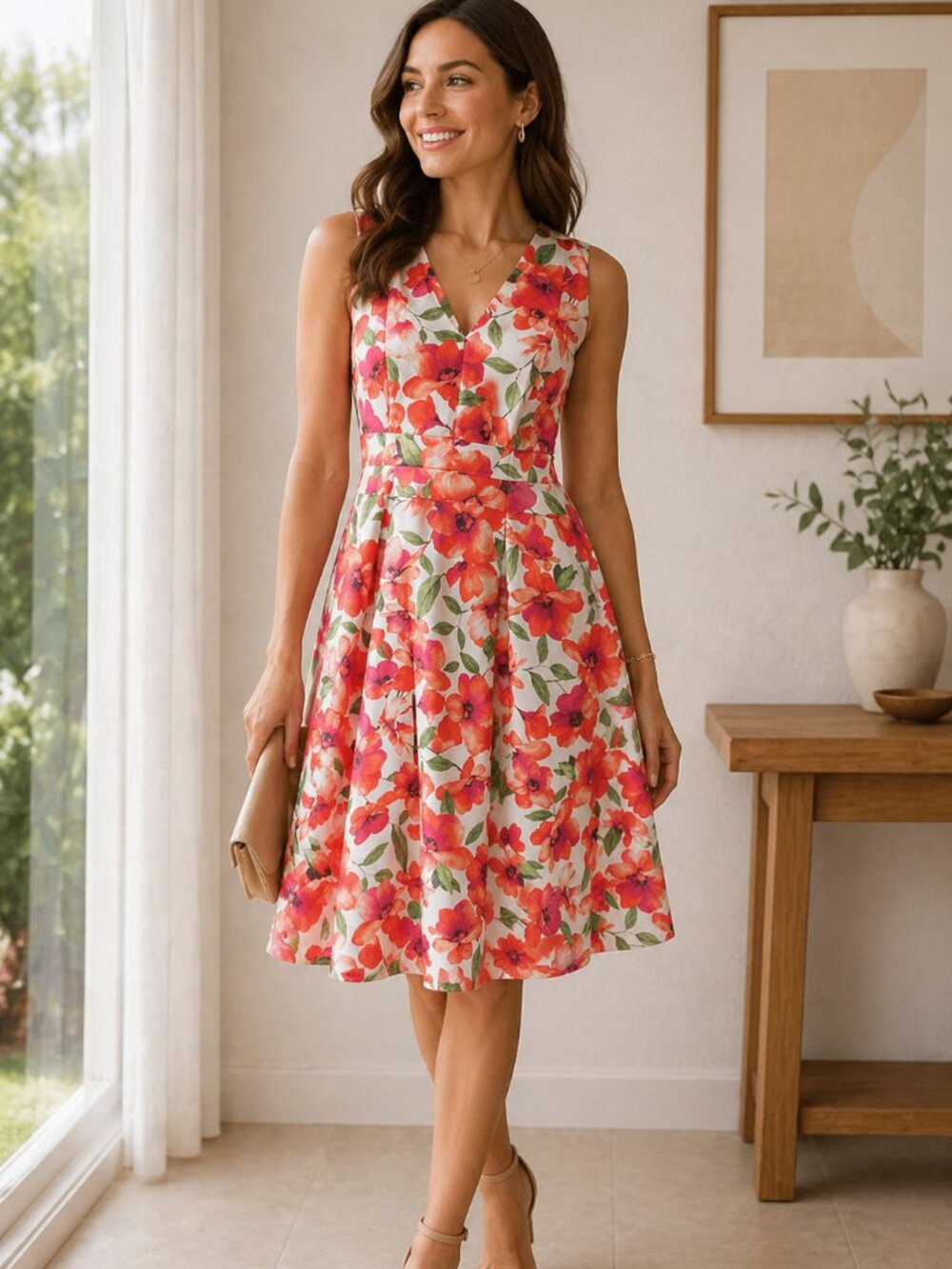 Calvin Klein Floral A-Line Dress – Size 6